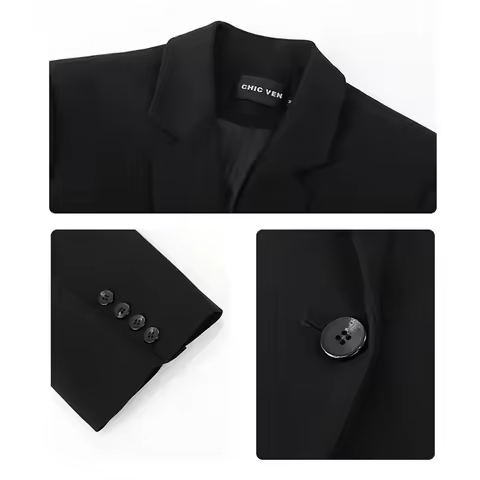 CHIC VEN 2021 Fashion Women's Blazer Office Lady Long Sleeve Double-breasted Mid-length Casual Coat 