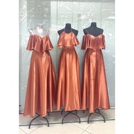 Rust Orange silk bridesmaid gown