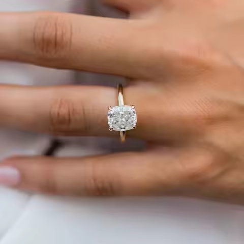 JOVOVASMILE 3.5 Carat Moissanite Ring D vvs1 Color 9x8mm Slightly Elongated Cushion Shape Crushed Ic