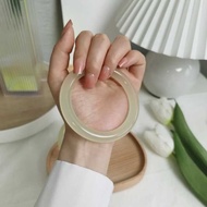 Natural Afghanistan Blue White Jade Bracelet Female Round Bar Ice Jade Bracelet Young Style Ice Tran