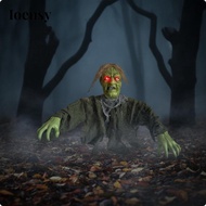 Ioensy Decorative Green-faced Zombie Outdoor Scene Prop Halloween Outdoor Deco for Haunted House Gar
