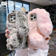 GTWIN Plush Warm Case For  Vivo Y15s 2021 Y15A Realme Narzo 50i 50a realme 8i Cute Long Rabbit Ears 