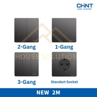 CHINT NEW2M - GRAY BLACK SERIES socket switch - 1 gang - 2 gang - 3 gang - standard socket