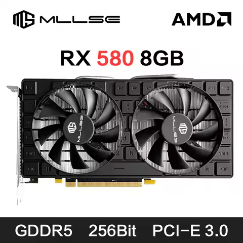 MLLSE AMD RX 580 8GB 2048SP Gaming Graphics Card GDDR5 256Bit PCI-E 3.0 ×16 6Pin Radeon GPU Rx 580 V