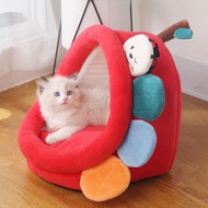 Cute Cat Bed Tent Warm Indoor Dog House with Mattress Puppy Sleep Kennel Pet Lounger Enclosed Cave Sofa Nest For Dogs Cats