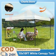 10x10 Canopy Tent Heavy Duty White Waterproof Retractable Folding Outdoor Tent Canopy Khemah Rangka