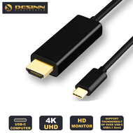 4K USB3.1 TYPE-C Thunderbolt to HD 1.8M Converter Cable Adapter monitor HDTV (Black) laptop desktop 