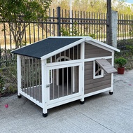 [ST]💘Outdoor Dog House Medium and Small Dog Stainless Steel Fence Dog Cage Solid Wood Outdoor Dog House Rain-Proof House