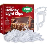 All-Purpose Holiday Light Clips [Set of 200] Christmas Clips, Outdoor Light Clips - Mount to Shingle