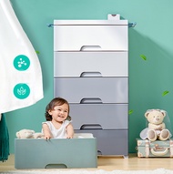【2023 NEW  FREE GIFT 】Thicken With Lock Gradient Grey Durabox Cabinet Drawer 4 5 6 7 Layer Plastic W