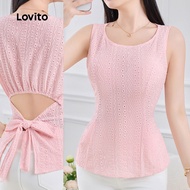 Lovito Casual Top Carvedout Embroidery Spring/summer Pink Top for Women L155ED539 Lovito T-op Santai