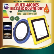 Multi-mode LED Recessed Downlight 4“6W l 6"12W LED Panel Light Ceiling Light with 3 Modes (White+War