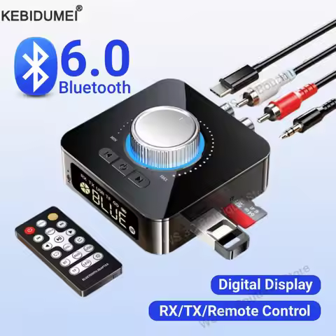 Bluetooth 6.0 Audio Transmitter Receiver RCA 3.5mm AUX Jack TF/U-Disk Wireless Audio Adapter With Re