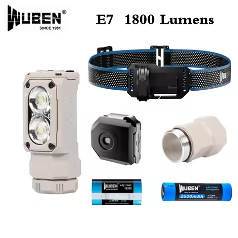 WUBEN E7 EDC Headlamp 1800Lumens Rechargeable Waterproof Magnetic Portable Flashlight With 26650 Bat