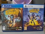 PS5 PS4 (共2隻) 毀滅全人類 (第一集二手) (第二集全新未拆) Destroy All Humans 1+2 中文遊戲