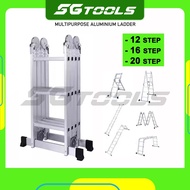 MULTIPURPOSE ALUMINIUM LADDER (HEAVY DUTY) 12 16 20 STEP/ FOLDING LADDER/ PORTABLE TANGGA LIPAT