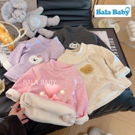 New Sweater Long-Sleeved Shirt With Inner Lining Bear Pattern Cute Size 90-120cm CX33
