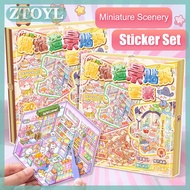 ZTOYL 1Set Scenes Cartoon Landscape Sticker Book DIY 3D Stickers Cabin Scene Pocket Stickers Miniatu