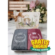 Couple Wedding Box Towel Hampers | Husband Wife Label & Embroidery Towel (HW) | Wedding Towel Hamper