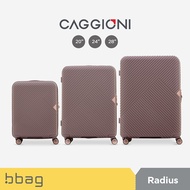 bbag shop : CAGGIONI กระเป๋าเดินทาง  รุ่นเรเดียส  [สีดำ/สีขาว/สีชมพู/] วัสดุโพลีคาบอเนต  มีช่องซิปขยาย 4 ล้อ ล้อคู่ หมุนได้ 360 องศา  รหัสล๊อค TSA กระเป๋าเดินทางล้อลาก คาจีโอนี่ สีขาว 20 Inches