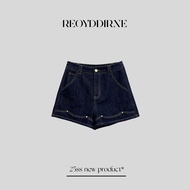 25SS High-Waisted Denim Shorts with Gold Accents