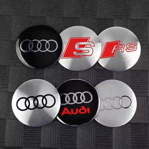 60/63/68mm Car Wheel Center Cover Hub Caps Emblem Badge Replacement for AUDI S RS A3 A4L A5 A7 Q3 Q5