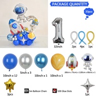 33Pcs Space theme Birthday Party Decoration Astronaut Spaceman Foil Balloons For 1-9th Outer Space B