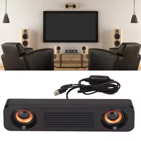 Wired Speaker Wired Speaker HiFi Stereo Subwoofer USB Powered 3.5mm Plug Portable Desktop Long Speak