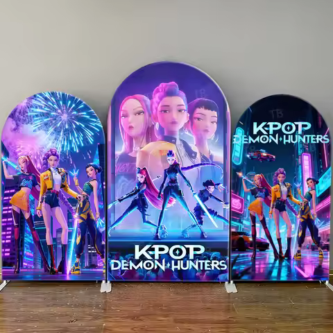Kpop Demon Hunter Arch Backdrop Cover Kids Girl Birthday Party Decoration BabyShower Cool Stage Phot