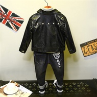 HUANGHU Store 2024 Spring Autumn Girls' Leather Jacket for Children in Malaysia