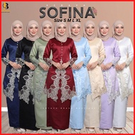 Kebarung Moden SOFINA SALINA KHALEESI Baju Kurung Kebaya Labuh Tunang Akad Nikah Kahwin Border Lace Hitam Putih