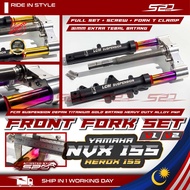Front Fork Set LCM NVX 155 V1 V2 AEROX Suspension Depan TFork Clamp 31MM Tebal Titanium Gold Batang 
