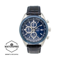 Seiko Chronograph Blue Calf Leather Strap Watch SSB177P2