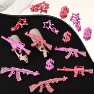 14PcsY2K Style Water Red Spray Alloy Dollar Pendant Five-Pointed Star AK47 Machine Gun Nail Patch Ac