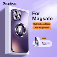 Sanptoch Magnetic Magsafe Matte Phone Case For iPhone 15 14 13 12 Pro Max Built-in Glass Camera Lens Protector Cover For iPhone 11 Pro Max Shockproof Protective Casing