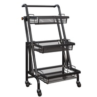 Kitchen Multilayer Storage Storage Rack180Degree Stretch Parallel Trolley Carbon Steel Movable Beauty Salon Trolley