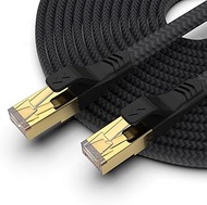 Mukodi Cat 7 Ethernet Cable 50 ft, Flat Ethernet Cable Nylon Braided Heavy Duty High Speed Internet 