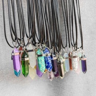 Natural Rough Stone Hexagonal Column Pendant * mm Agate Amethyst Bullet Crystal Stone