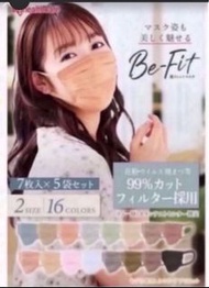 日本Iris Healthcare口罩小顏Be-fit粉紅豆沙色新色7枚