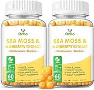 (2-Pack) Sea Moss Gummies with Irish Sea Moss, Bladderwrack, Burdock Root, Elderberry, Black Pepper,