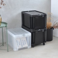 日本JEJ ASTAGE 日製安全鎖扣式抽屜收納箱(附輪&隔片)-27L-3入