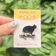 滑板貓 琺瑯別針