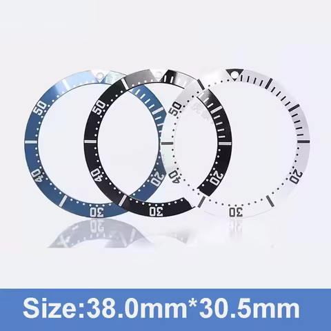 MOD 38.0mm*30.5mm Black Blue White Slope Aluminum Luminous Beads Bezel Insert For Seamaster
