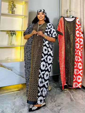 2025 new arrivals loose women/lady summer maxi dress long print short sleeve ankara african style