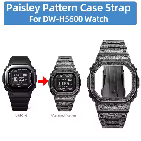 DWH5600 Stainless steel Case For Casio G-SHOCK DW-H5600MB-1 Retro Watch Case+Strap dwh5600 Paisley P