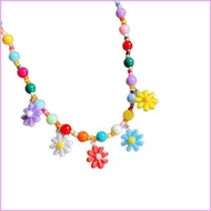 INF Colorful Neck Chain Beads Necklace Adjustable Chain Necklace Daisy Neck Jewelry