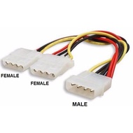 KABEL 4 PIN MOLEX MALE TO 2 MOLEX FEMALE SPLITTER CABANG MURAH