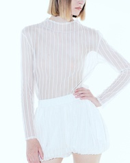 The SRT X12 (TBL209) - 3D Striped Mesh Top เสื้อแขนยาวคอปีน ผ้าตาข่าย มีดีเทลลายทางแบบนูน มีทั้งหมด 