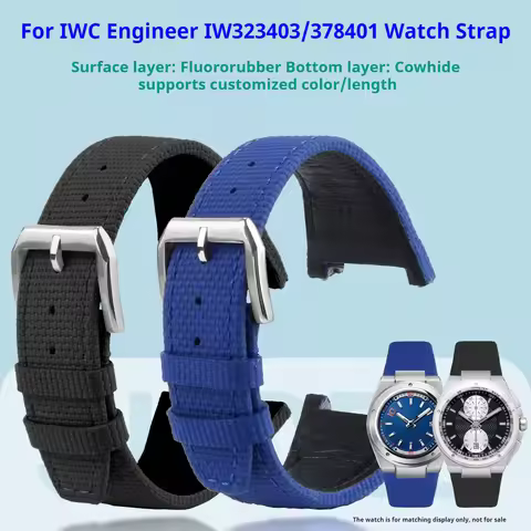 For IWC INGENIEUR FAMILY Series IW500503 IW500501 Fluororubber Splicing Leather Sole Watch Strap 28M