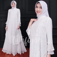 Gamis Umroh / Gamis Putih / Gamis Putih Polos Kombinasi Brukat